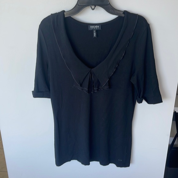 Escada Black Modal Ruffle Tee - Picture 1 of 7